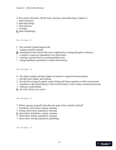 Stern's Introductory Plant Biology 12th Edition Test Bank - Page 3 preview image