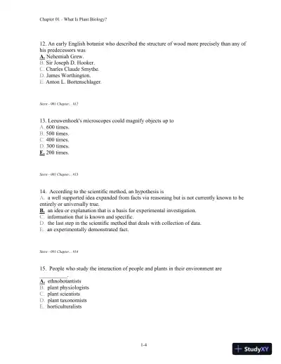 Stern's Introductory Plant Biology 12th Edition Test Bank - Page 5 preview image