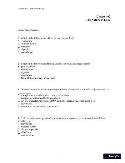 Stern's Introductory Plant Biology 12th Edition Test Bank - Page 9 preview image