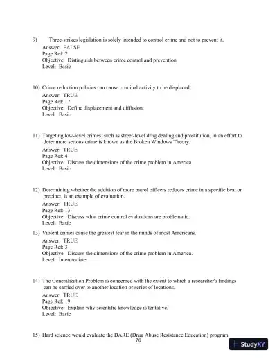 Test Bank for Crime Control In America: What Works, 4th Edition - Page 10 preview image