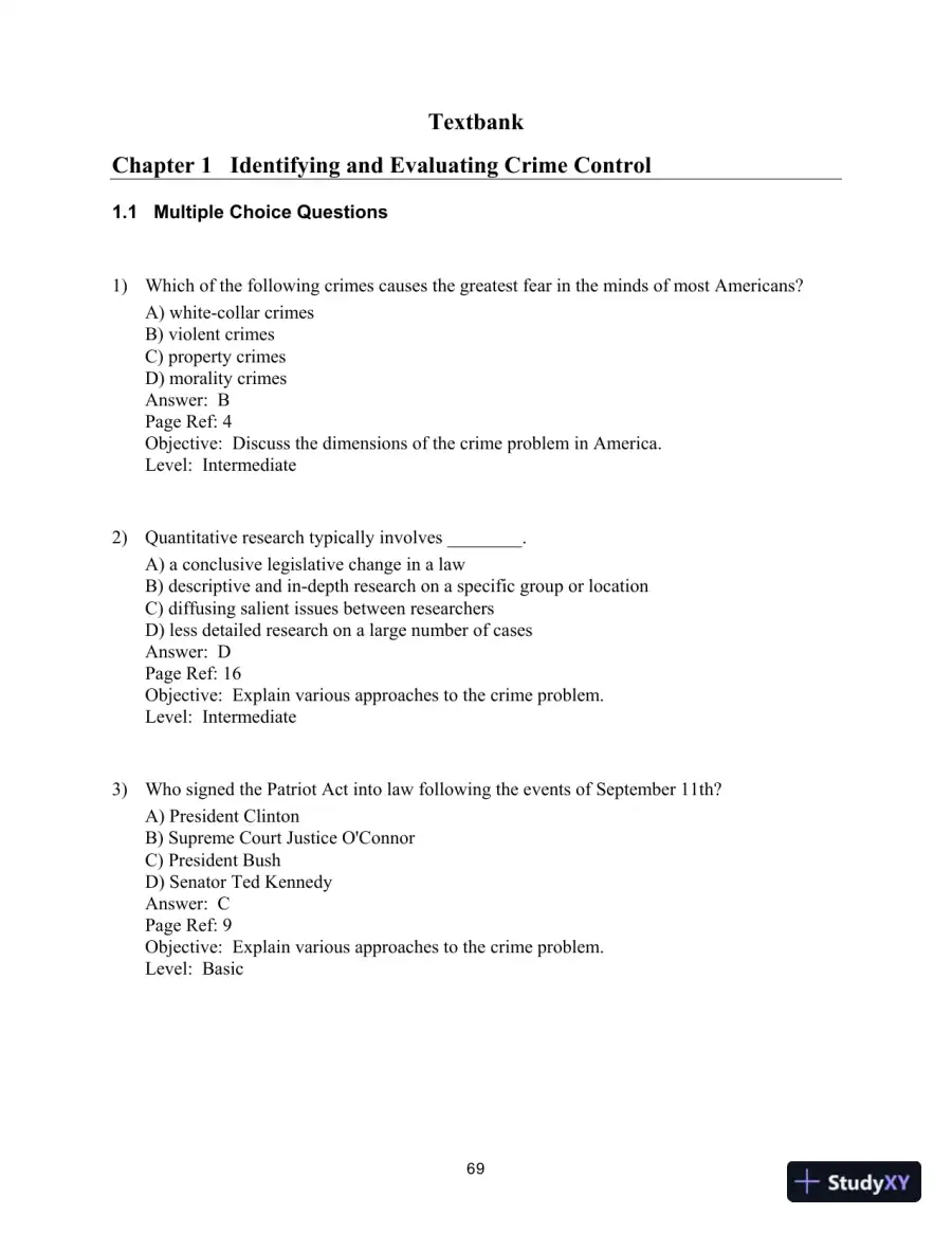Test Bank for Crime Control In America: What Works, 4th Edition, page 3