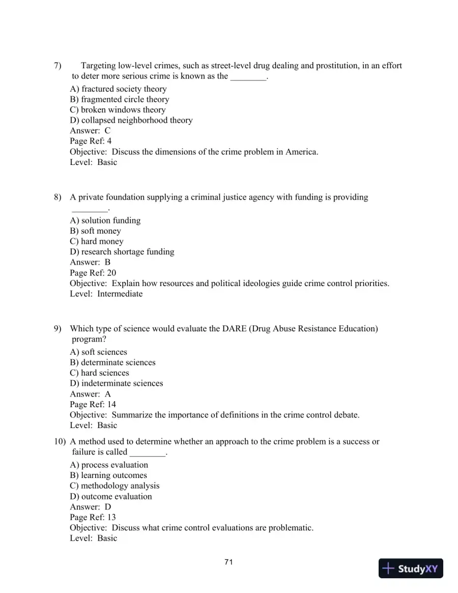 Test Bank for Crime Control In America: What Works, 4th Edition, page 5