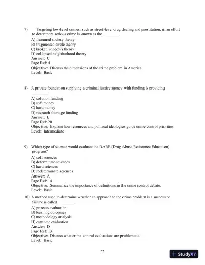 Test Bank for Crime Control In America: What Works, 4th Edition - Page 5 preview image