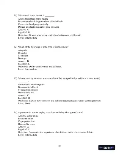 Test Bank for Crime Control In America: What Works, 4th Edition - Page 6 preview image