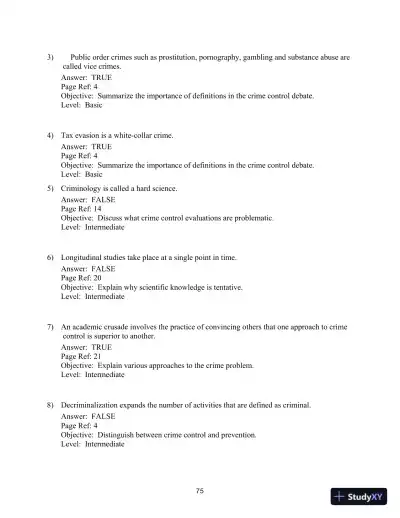 Test Bank for Crime Control In America: What Works, 4th Edition - Page 9 preview image