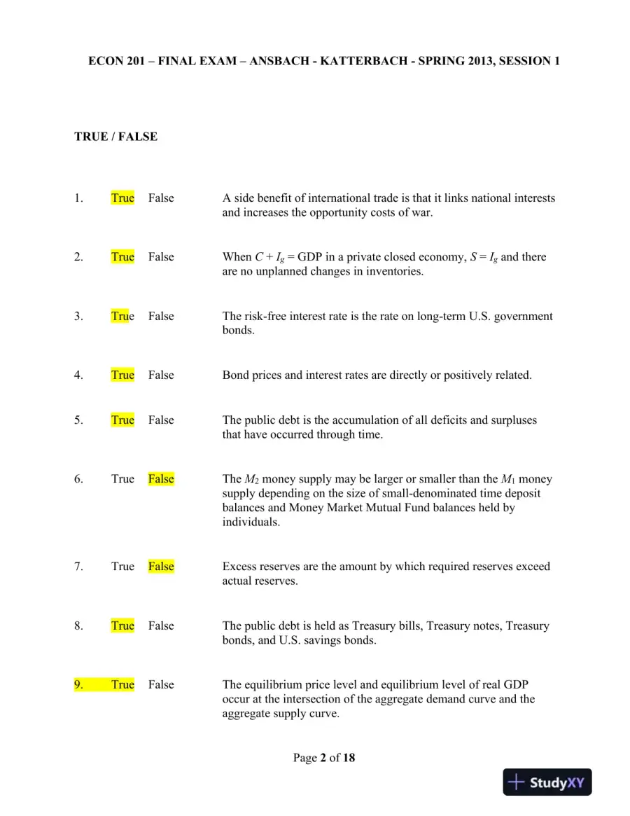 ECON 201 � Final Exam � Ansbach - Katterbach - Spring 2013, Session 1, page 3