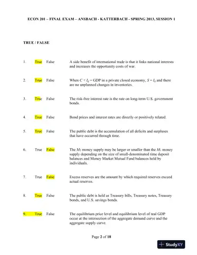 ECON 201 � Final Exam � Ansbach - Katterbach - Spring 2013, Session 1 - Page 3 preview image