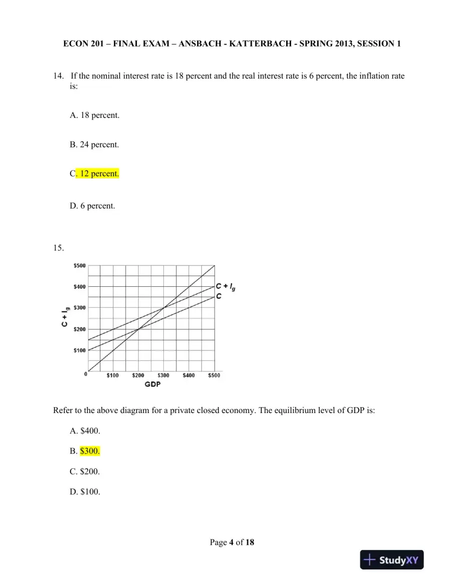 ECON 201 � Final Exam � Ansbach - Katterbach - Spring 2013, Session 1, page 5
