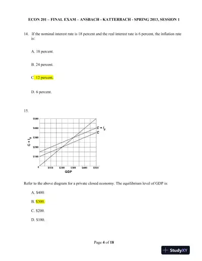 ECON 201 � Final Exam � Ansbach - Katterbach - Spring 2013, Session 1 - Page 5 preview image