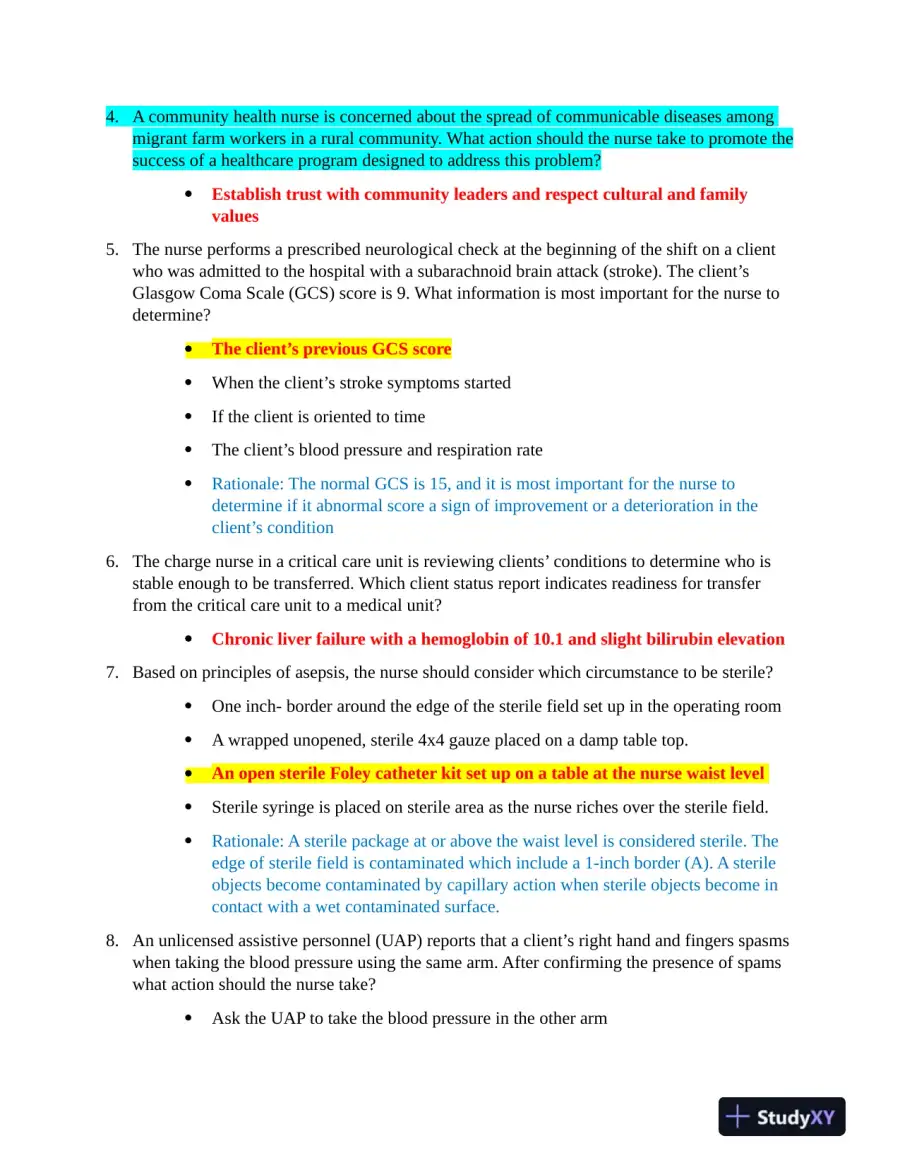2021 HESI PN Clinical Analysis Exit Exam Version 3 With Answers (100 Solved Questions), page 3