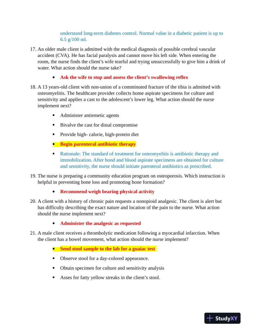 2021 HESI PN Clinical Analysis Exit Exam Version 3 With Answers (100 Solved Questions), page 6