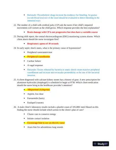 2021 HESI PN Clinical Analysis Exit Exam Version 3 With Answers (100 Solved Questions) - Page 7 preview image