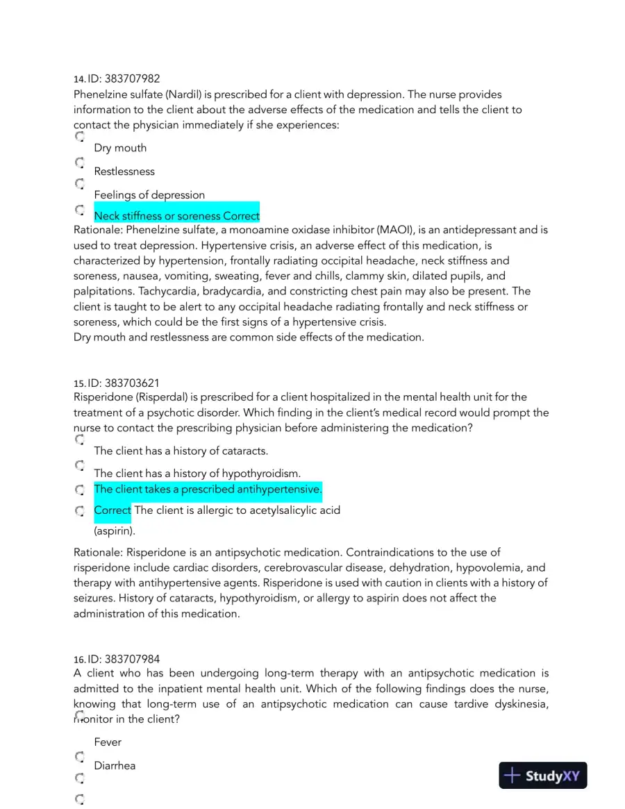 2023 HESI Pharmacology Comprehensive Real Exam With Answers (262 Solved Questions), page 12