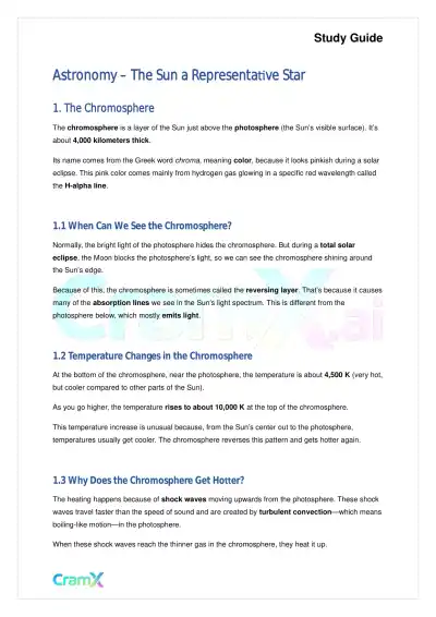 Astronomy - The Sun a Representative Star - Page 1 preview image