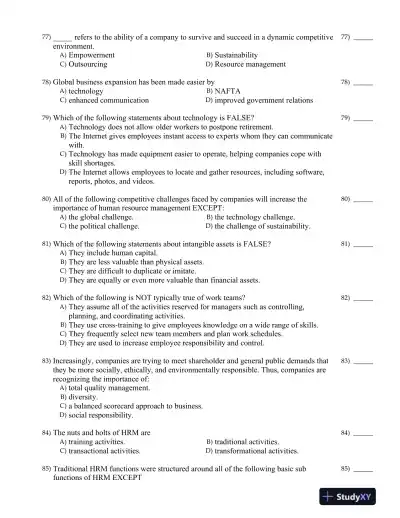 Strategic Human Resource Management: Gaining a Competitive Advantage 2nd Canadian Edition Test Bank - Page 10 preview image