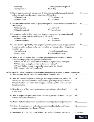 Strategic Human Resource Management: Gaining a Competitive Advantage 2nd Canadian Edition Test Bank - Page 11 preview image