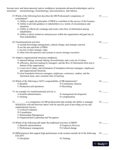 Strategic Human Resource Management: Gaining a Competitive Advantage 2nd Canadian Edition Test Bank - Page 4 preview image