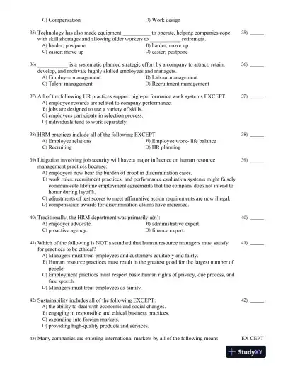 Strategic Human Resource Management: Gaining a Competitive Advantage 2nd Canadian Edition Test Bank - Page 5 preview image