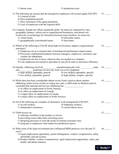 Strategic Human Resource Management: Gaining a Competitive Advantage 2nd Canadian Edition Test Bank - Page 8 preview image