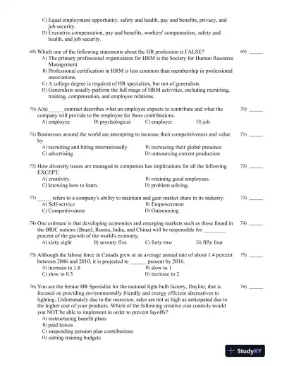 Strategic Human Resource Management: Gaining a Competitive Advantage 2nd Canadian Edition Test Bank - Page 9 preview image