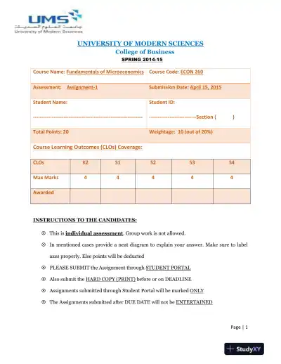University of Modern Sciences College of Business - Page 1 preview image