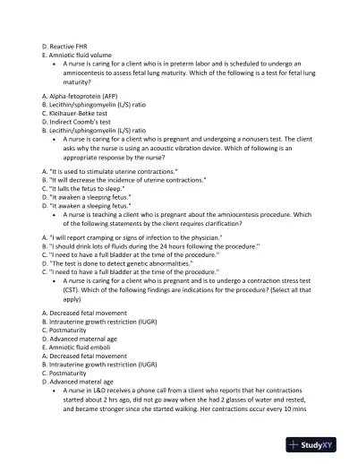 ATI RN Maternity Proctored Exam With NGN Version 5 With Answers (174 Solved Questions) - Page 12 preview image