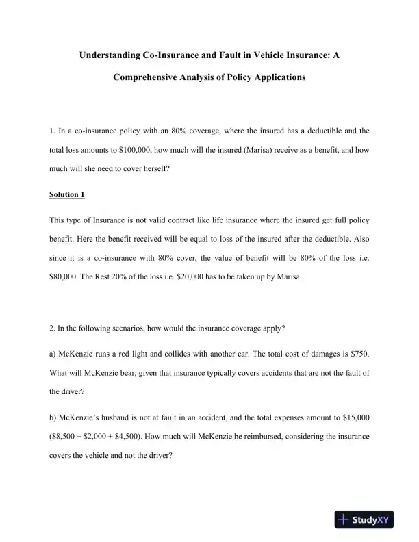 Understanding Co-Insurance and Fault in Vehicle Insurance: A Comprehensive Analysis of Policy Applications - Page 1 preview image