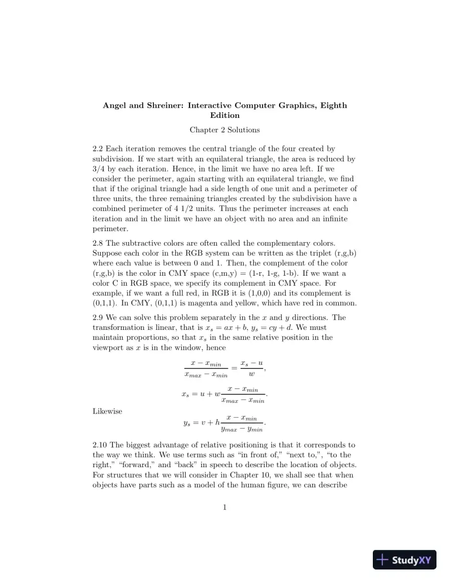 Solution Manual for Interactive Computer Graphics, 8th Edition, page 5