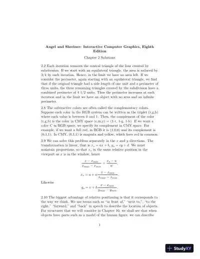 Solution Manual for Interactive Computer Graphics, 8th Edition - Page 5 preview image