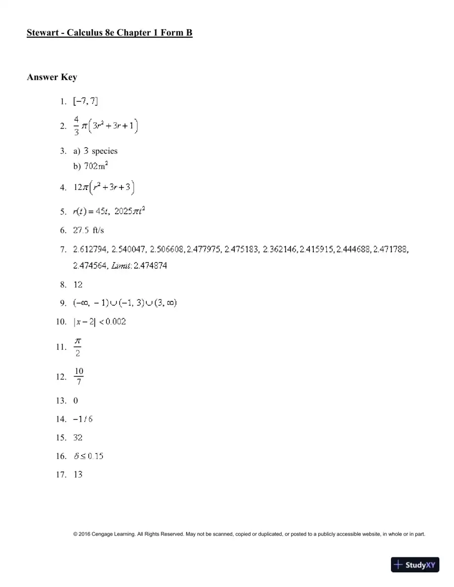 Single Variable Calculus, 8th Edition Test Bank, page 11
