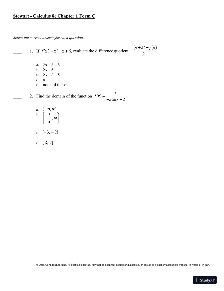 Single Variable Calculus, 8th Edition Test Bank, page 13