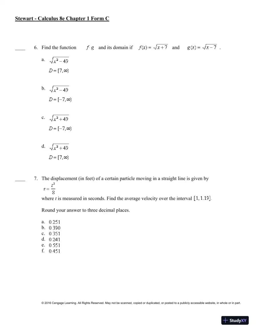 Single Variable Calculus, 8th Edition Test Bank, page 26
