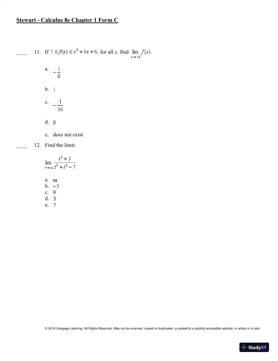 Single Variable Calculus, 8th Edition Test Bank, page 28