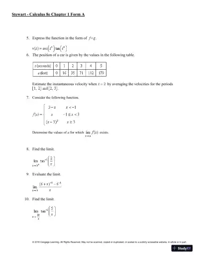 Single Variable Calculus, 8th Edition Test Bank - Page 3 preview image