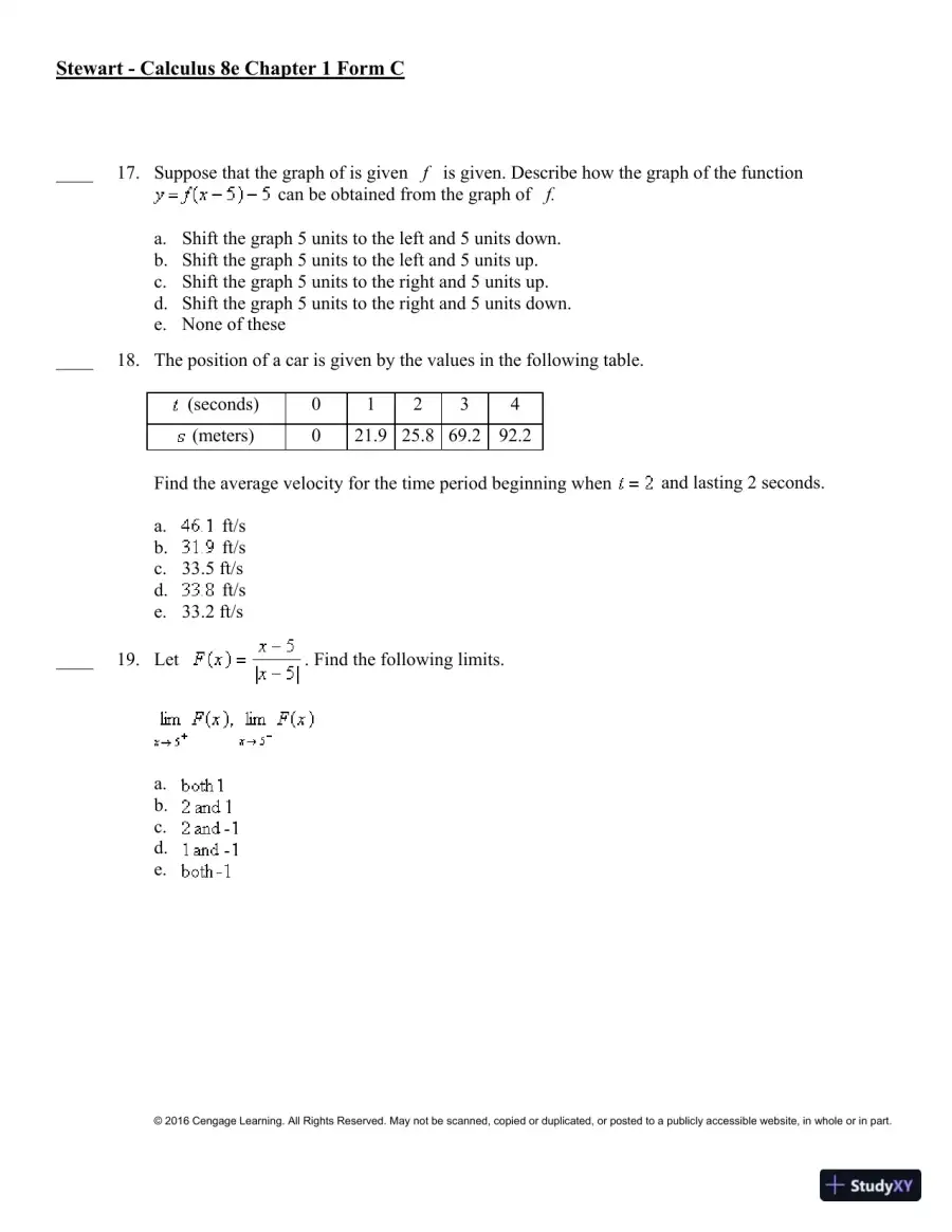 Single Variable Calculus, 8th Edition Test Bank, page 31