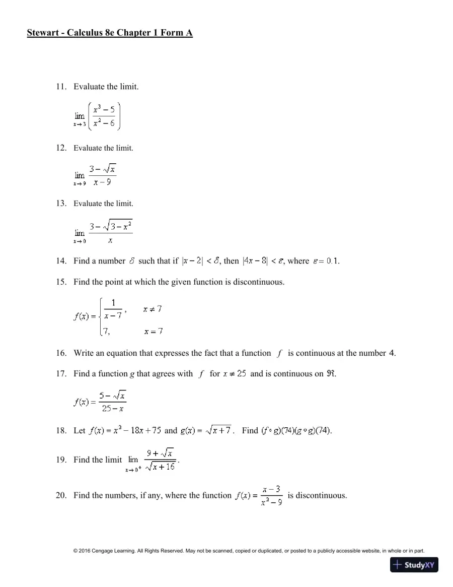 Single Variable Calculus, 8th Edition Test Bank, page 4