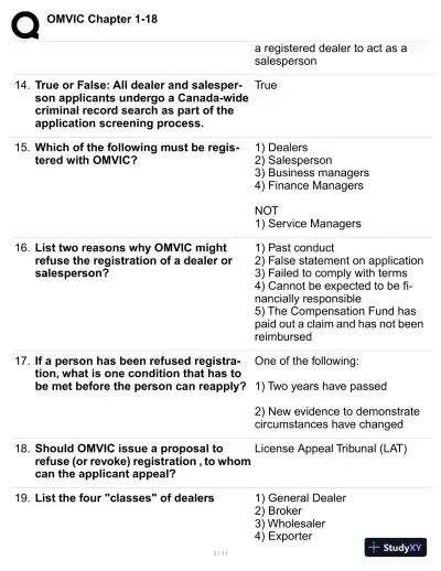 OMVIC Practice Exam Chapter 1-18 with Answers (59 Solved Questions) - Page 4 preview image