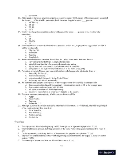 Population: An Introduction to Concepts and Issues 12th Edition Test Bank - Page 13 preview image