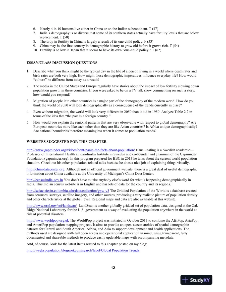 Population: An Introduction to Concepts and Issues 12th Edition Test Bank, page 14