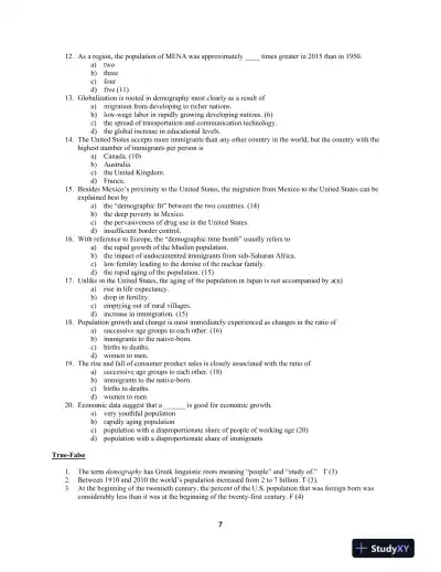 Population: An Introduction to Concepts and Issues 12th Edition Test Bank - Page 9 preview image