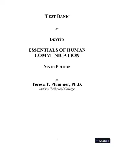 Test Bank for Essentials of Human Communication, 9th Edition - Page 1 preview image