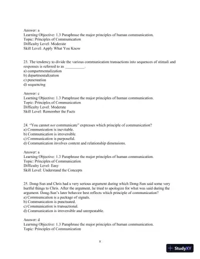 Test Bank for Essentials of Human Communication, 9th Edition - Page 11 preview image