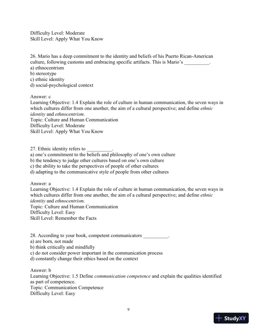 Test Bank for Essentials of Human Communication, 9th Edition, page 12