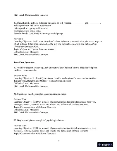 Test Bank for Essentials of Human Communication, 9th Edition - Page 13 preview image