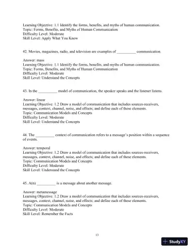 Test Bank for Essentials of Human Communication, 9th Edition - Page 16 preview image