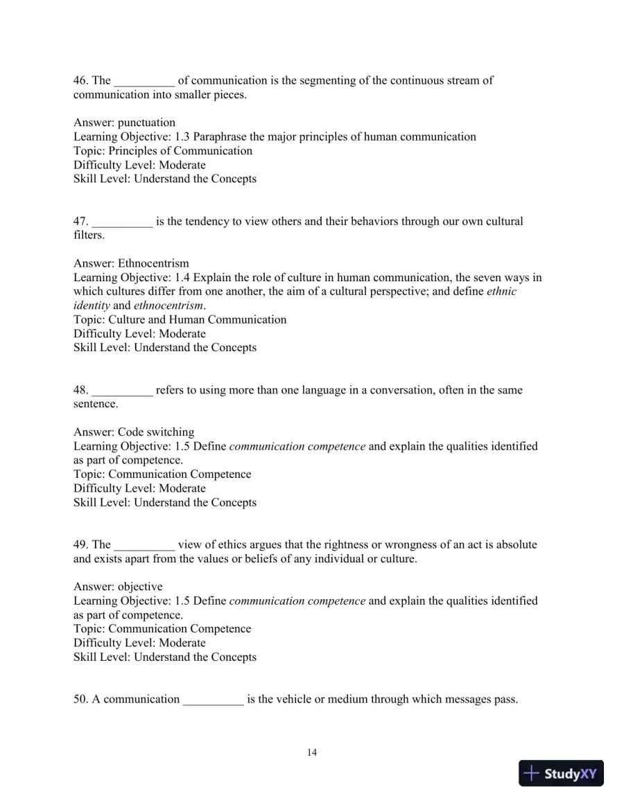 Test Bank for Essentials of Human Communication, 9th Edition, page 17