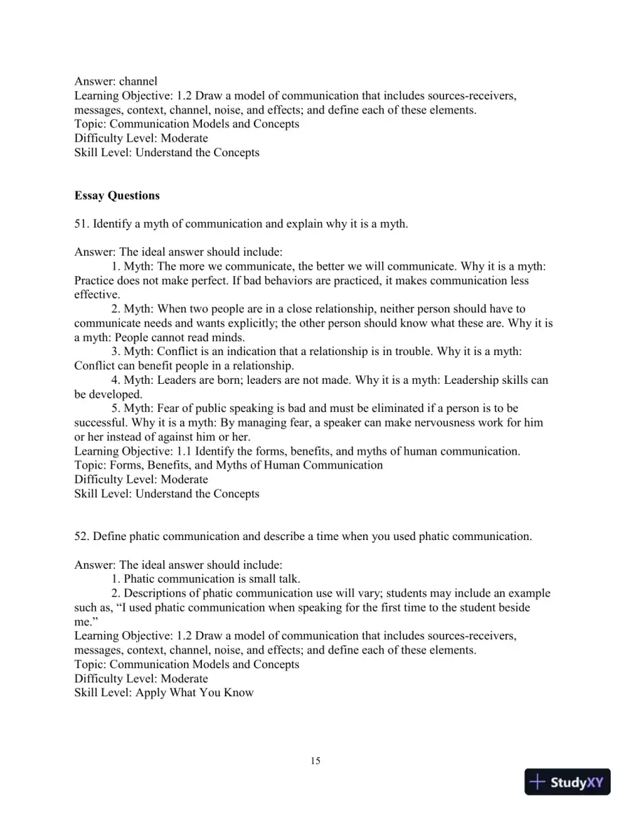 Test Bank for Essentials of Human Communication, 9th Edition, page 18