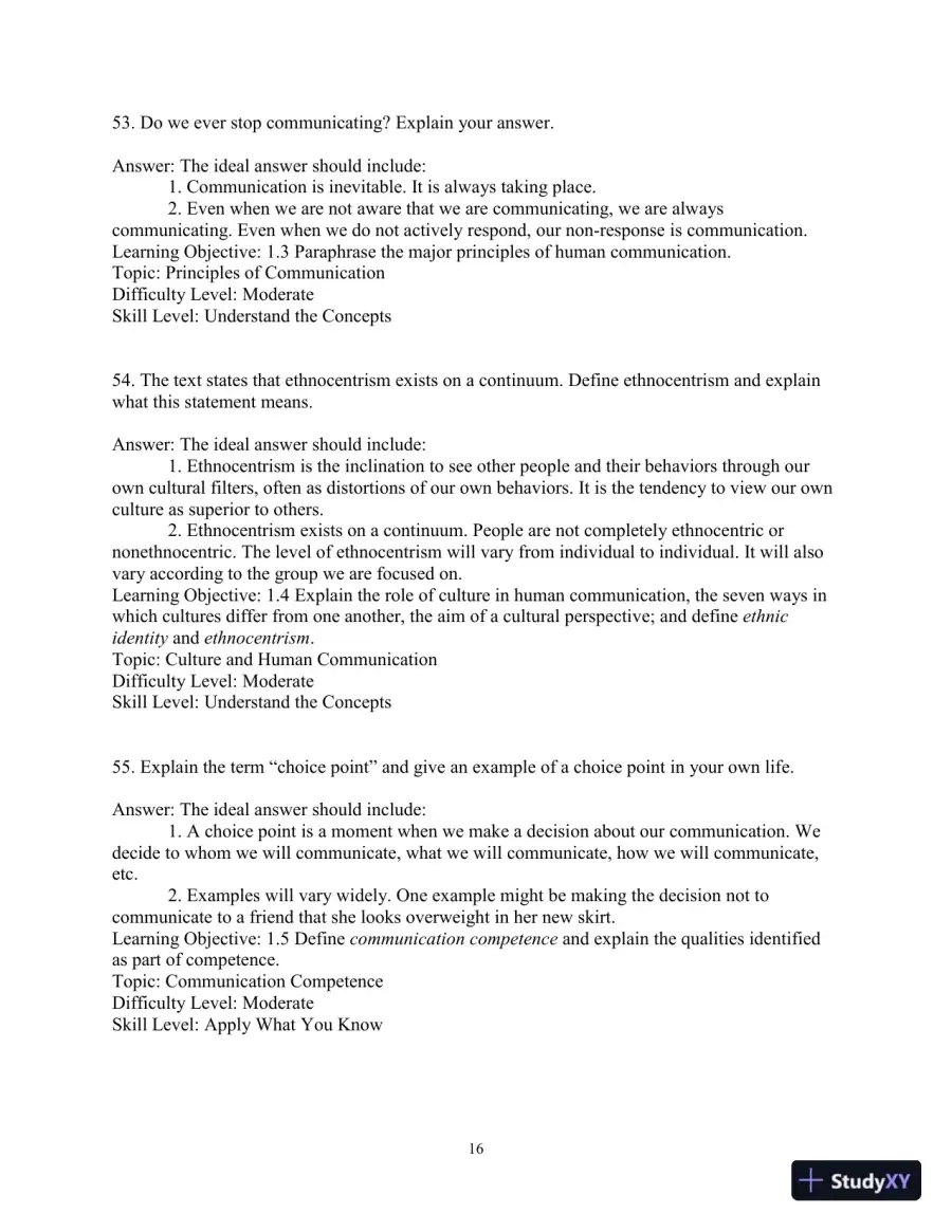 Test Bank for Essentials of Human Communication, 9th Edition, page 19