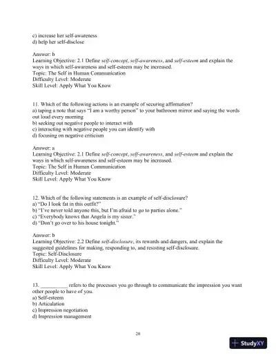 Test Bank for Essentials of Human Communication, 9th Edition - Page 23 preview image