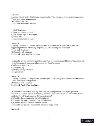 Test Bank for Essentials of Human Communication, 9th Edition - Page 24 preview image